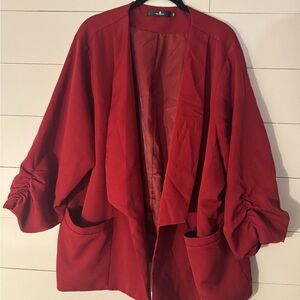 Red 3/4 sleeve blazer